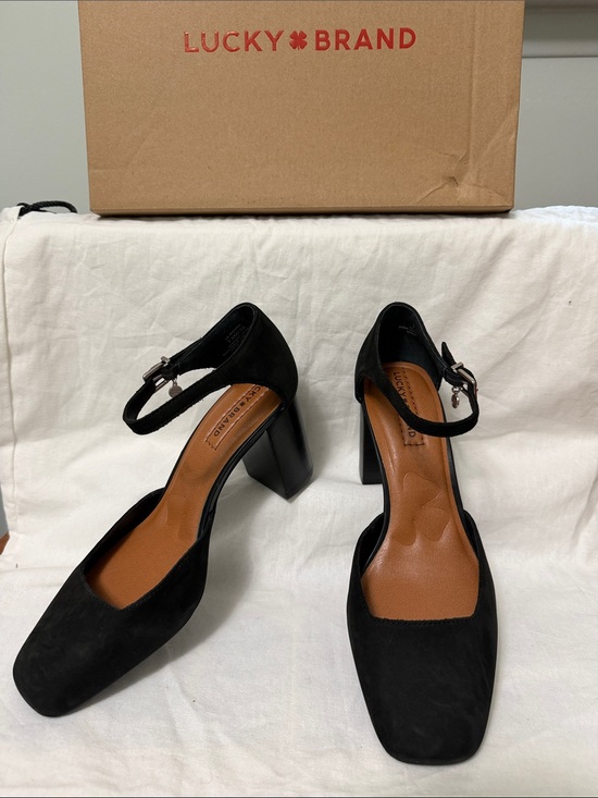 Lucky Brand Shoes - Lucky Brand Black Suede Block Heel Mary Jane Sandals